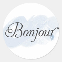 French Bonjour Round Sticker