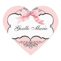 French Bow n Dots, Girl Baby Shower Sticker Seal
