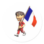 French Boy Round Stickers