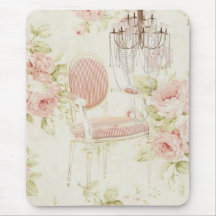 French Budoir  Vintage Pink Floral Chandelier Mousepad