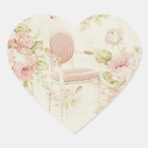 French Budoir  Vintage Pink Floral Chandelier Heart Sticker
