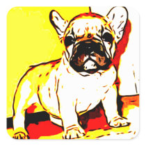 French Bulldog Art Square Stickers
