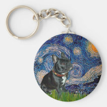French Bulldog (black 11) - Starry Night Keychain