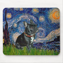French Bulldog (black 11) - Starry Night Mouse Mat
