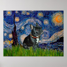 French Bulldog (black 11) - Starry Night Posters