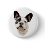 French Bulldog BW Bust Pinback Button