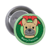 French Bulldog Christmas Pinback Buttons