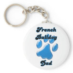 French Bulldog Dad Blue Pawprint Keychain