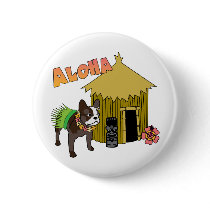 French Bulldog Hawaii Tiki Hula Buttons