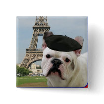 French Bulldog in Paris button