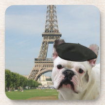 French bulldog in Paris Drink Coasters