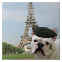 French bulldog in Paris Tiles