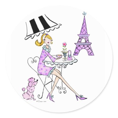 French Cafe Girl Stickers by mrssocolov2