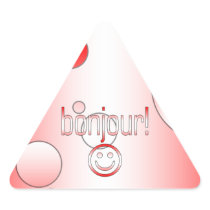 French Canadian Gifts Hello Bonjour + Smiley Face Triangle Stickers