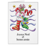 French - Christmas Stocking With Rabbit And Gifts Cards
