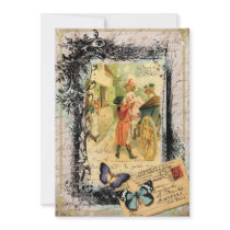 French Couple in Carriage Card Invitation