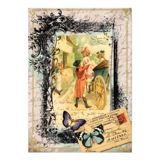 French Couple in Carriage Card Invitation
