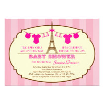 French Eiffel Tower Twin Baby Shower Invitation invitations