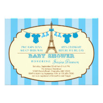French Eiffel Tower Twin Baby Shower Invitation invitations