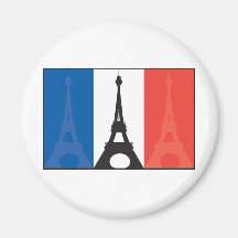 French Flag and Eiffel Tower Refrigerator Magnet