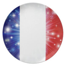 French flag background party plate