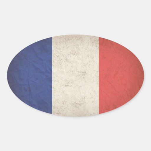 French Flag Distressed Oval Stickers