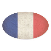 French Flag Distressed Oval Stickers