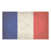 French Flag Distressed Rectangular Stickers