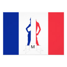French flag & girl monogram custom invitation