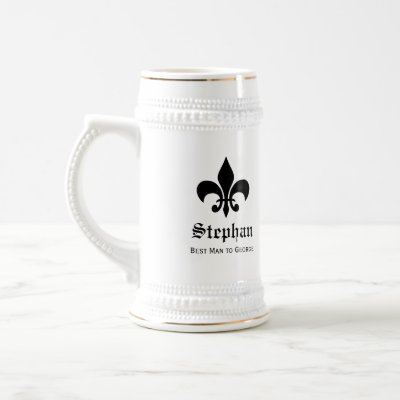French Fleur de lis monogram groomsmen beer stein Coffee Mugs by FidesDesign