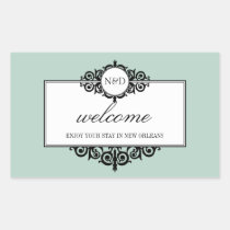 French frame blue monogram out of town gift bag stickers