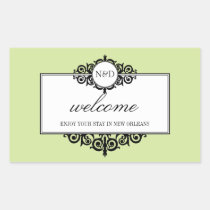 French frame green monogram out of town gift bag stickers