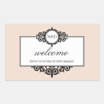 French frame pink monogram out of town gift bag stickers