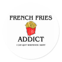 French Fries Addict Round Sticker