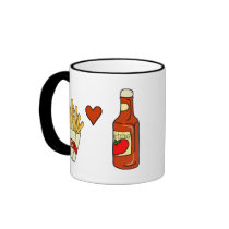 French Fries Love Ketchup Mugs