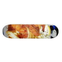 French Fries Shrimp Crab Cakes Fish Tartar Skate Board