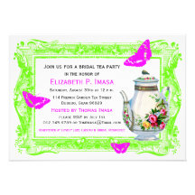 French Garden Bridal Tea Party Custom Invites