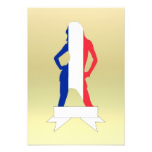 French girl on gold background personalized invites