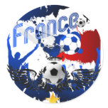 French Grunge France Football Artwork gifts Round Stickers