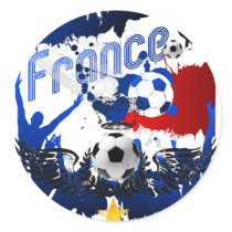 French Grunge France Football Artwork gifts Round Stickers