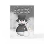 French holiday card with modern stylish snoman