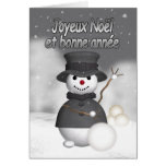 French holiday card with modern stylish snoman