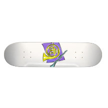 French Horn Clarinet Purple Background Graphic Skate Boards