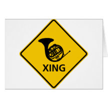 French Horn Crossing Highway Sign Card