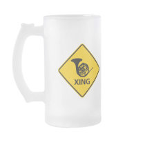 French Horn Crossing Highway Sign Mugs