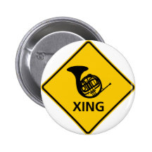 French Horn Crossing Highway Sign Pin