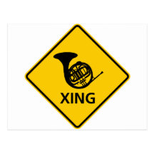 French Horn Crossing Highway Sign Postcard