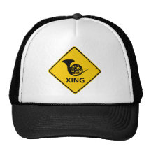 French Horn Crossing Highway Sign Trucker Hats