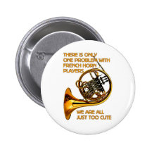 French Horn Cutie Pinback Buttons