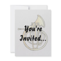French horn type instrument front facing bell custom invitations